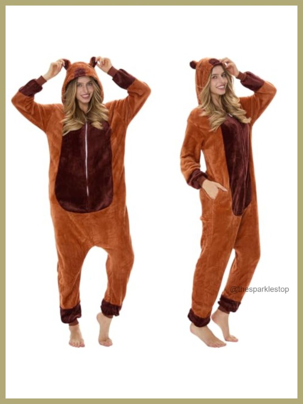 Flannel Capybara One Piece Pajamas Adult Hooded Zip Cosplay Costume